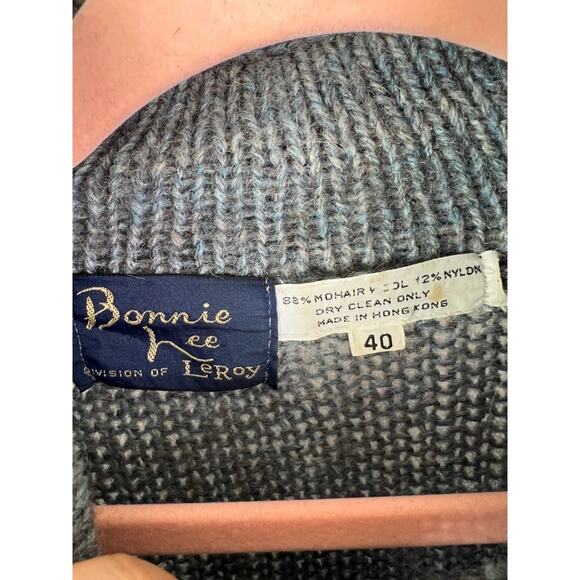 Bonnie Lee Leroy Button Up Cardigan Womens 40 Gray Knit Mohair Wool Nylon Blend - Picture 4 of 9